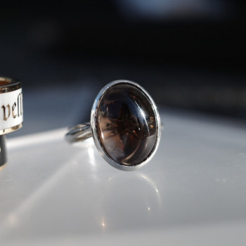 smoky quartz cabochon signature ring