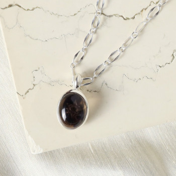 smoky quartz cobochon signature pendant