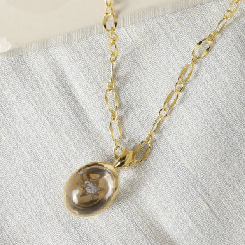 crystal cobochon signature pendant