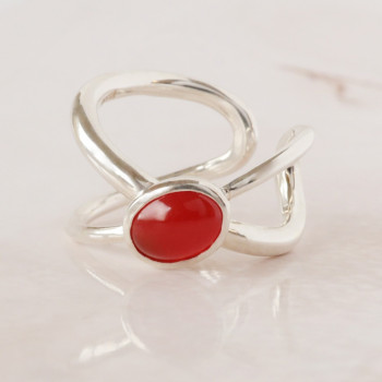 carnelian cabochon cross ring