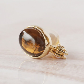 smoky quartz cabochon earring